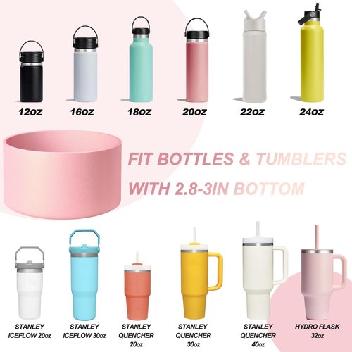 Protective Silicone Boot with Metallic Matte Luster, Compatible with Stanley/Simple Modern 20-40oz Hydro Flask Water Bottle 12-24oz and More Tumblers with 2.8-3in Bottom Anti-Slip Sleeve Cover