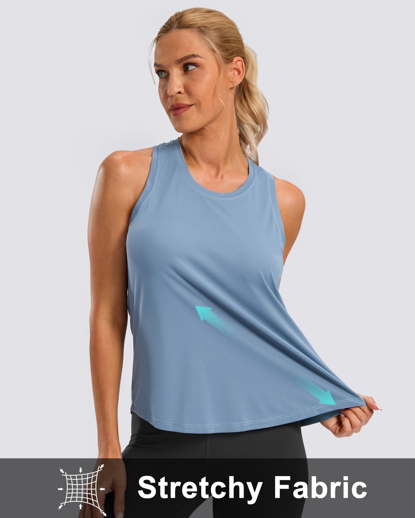 G Gradual Women's Workout Tank Tops Racerback Athletic Yoga Tops Loose Fit Sleeveless Running Gym Sports Shirts for Women(Dusty Blue,XXL)
