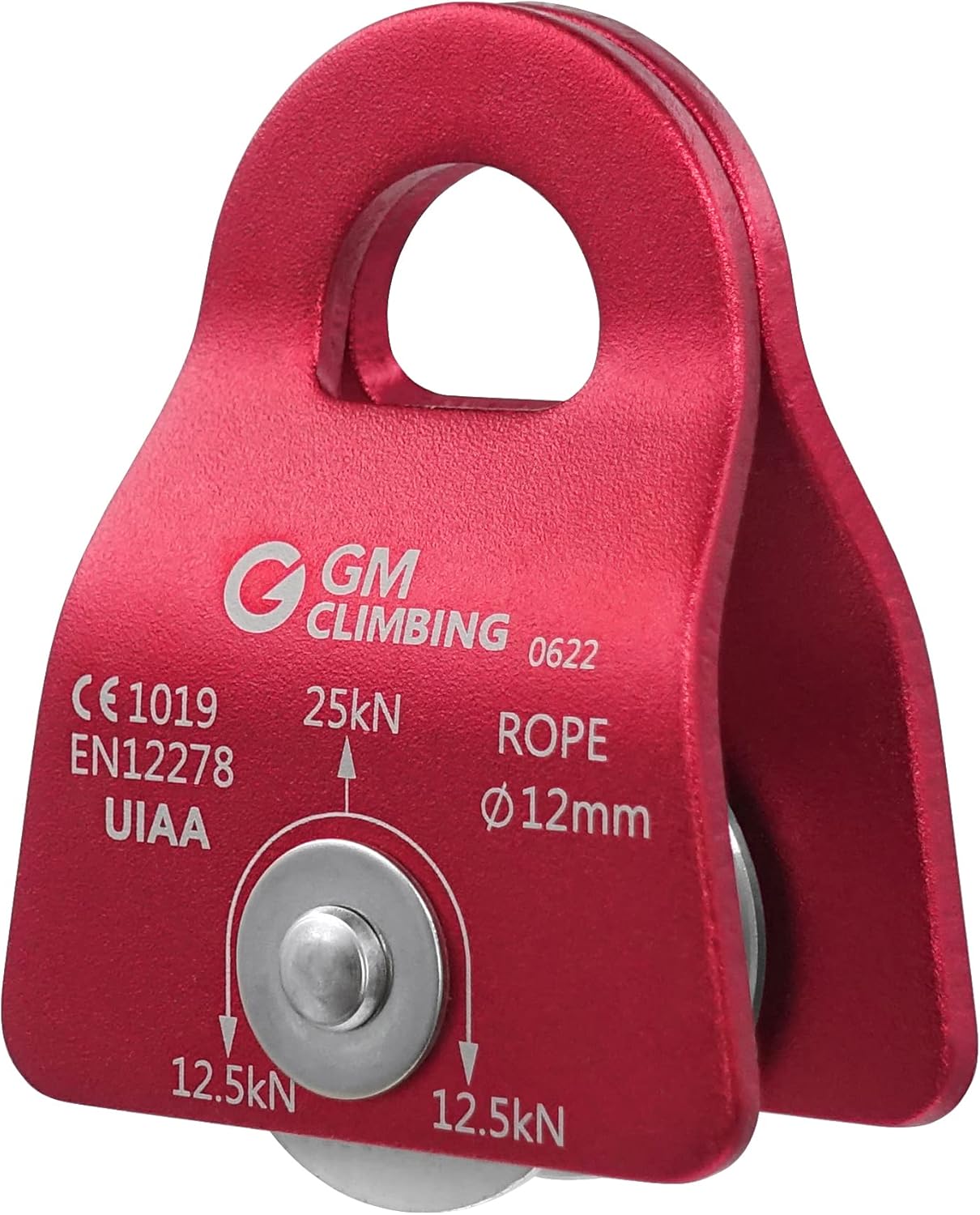 GM CLIMBING Micro Prusik Minding Pulley 25kN CE UIAA Certified 12mm Single Pulley Mobile Side Plates for Arborist Rigging Climbing Rescue