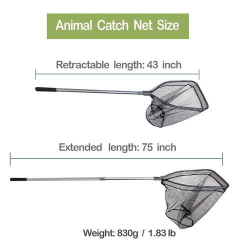 SYFRLLC Catch Pole Net with Telescopic Handle,Animal Catcher Net for Cat,Rabbit,Chicken,Duck,Goose,Fish,Racoon,and Other Poultry Wildlife