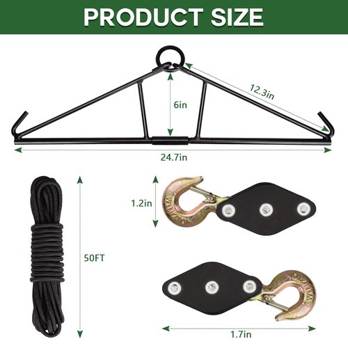 Ideagle Deer Hanger for Skinning, Deer Hunting Game Hoist Hanging Gambrel with Pulley Lift System, Max to 800LB