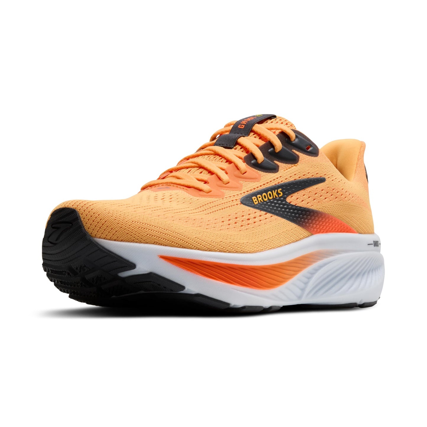 Brooks Men’s Ghost 17 Neutral Running Shoe - Blazing Orange/Yellow/Ebony - 7.5 Medium