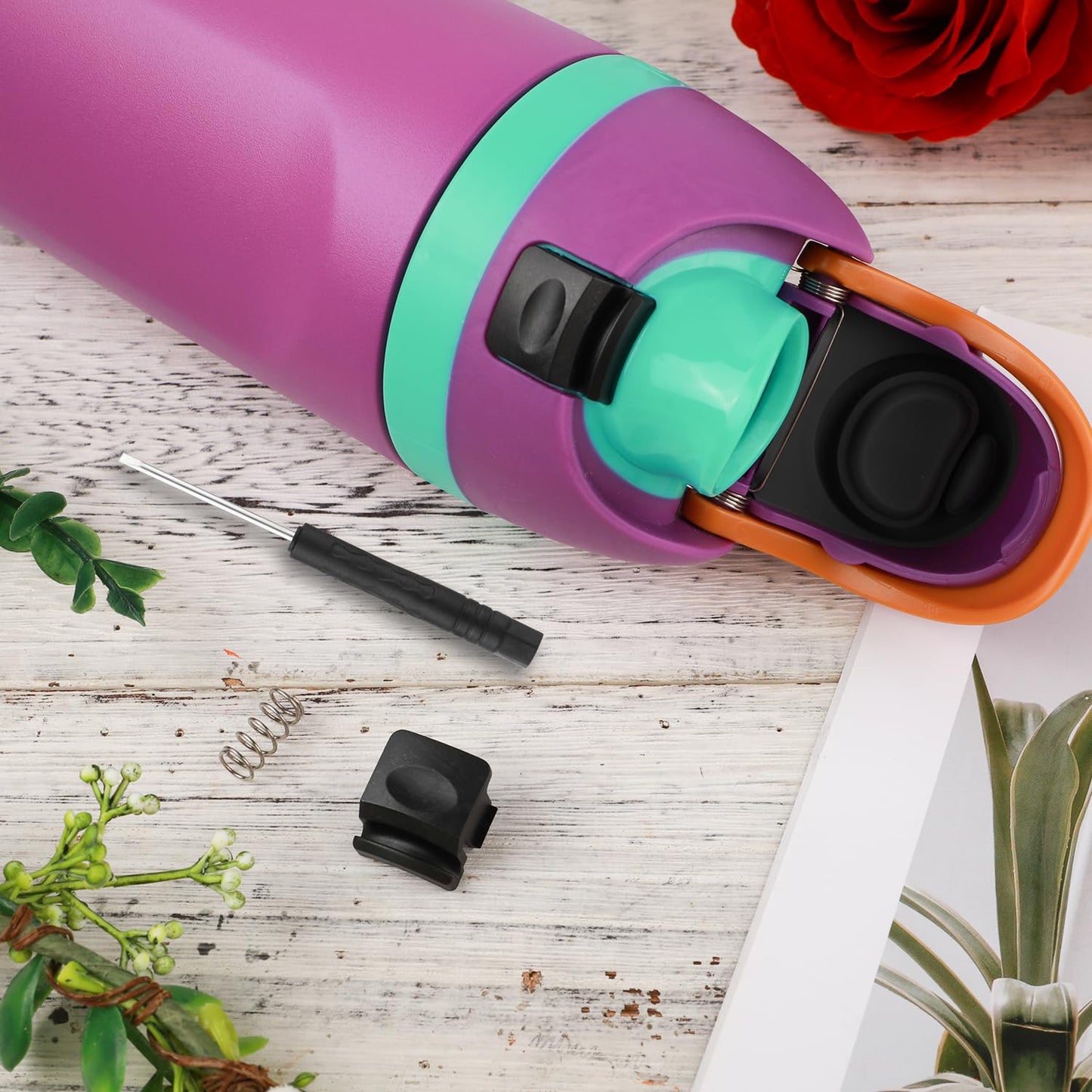 2pcs Replacement Button Compatible with Owala FreeSip 24oz 32oz, BPA-Free Water Bottle Lid Mouth Push Switch Top Cap Seal Stopper Cover Plug Parts for Owala 19/24/32/40oz Accessories, Black