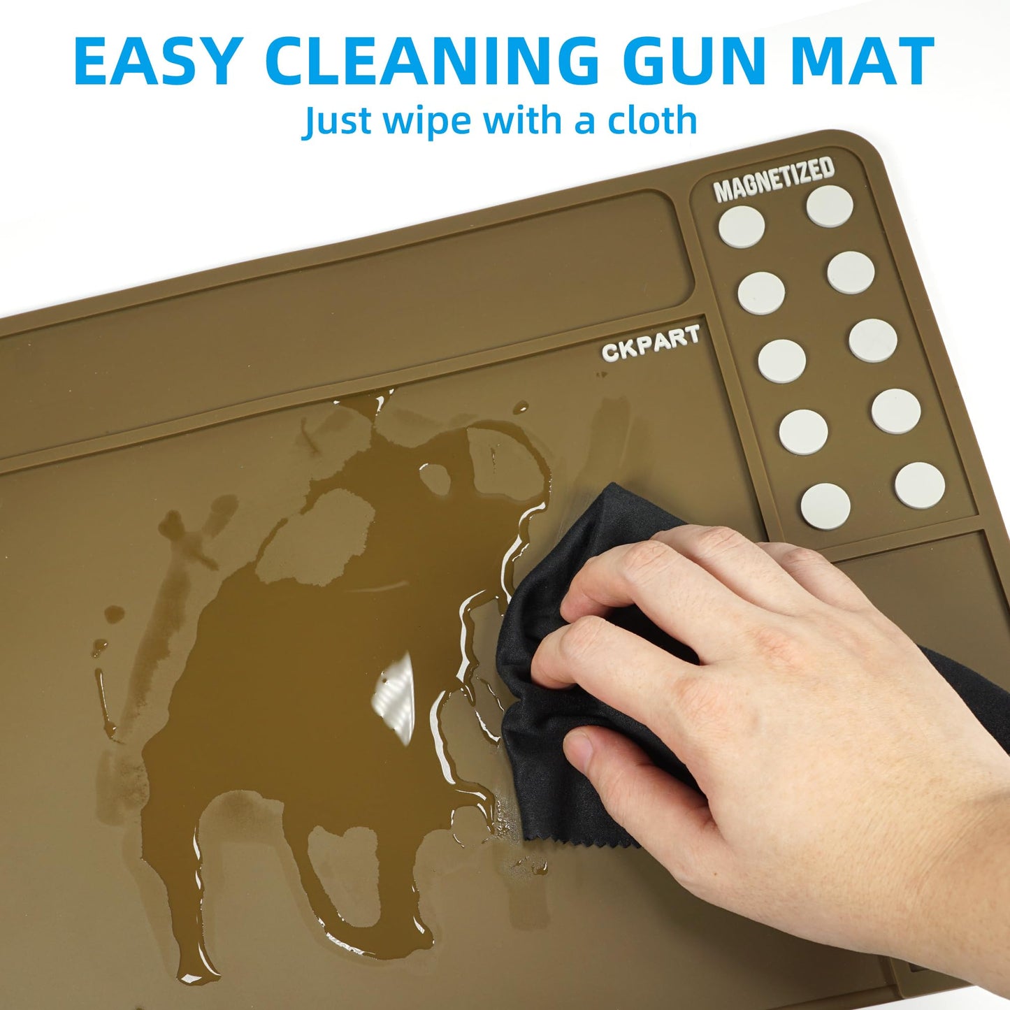 CKPART Rifle Gun Cleaning Mat, Anti-Slip Rubber Gun Mat, Gun Maintenance Mat,Gun Maintenance Mat for Gun Cleaning Kit 35.82" x 12" (Brown)