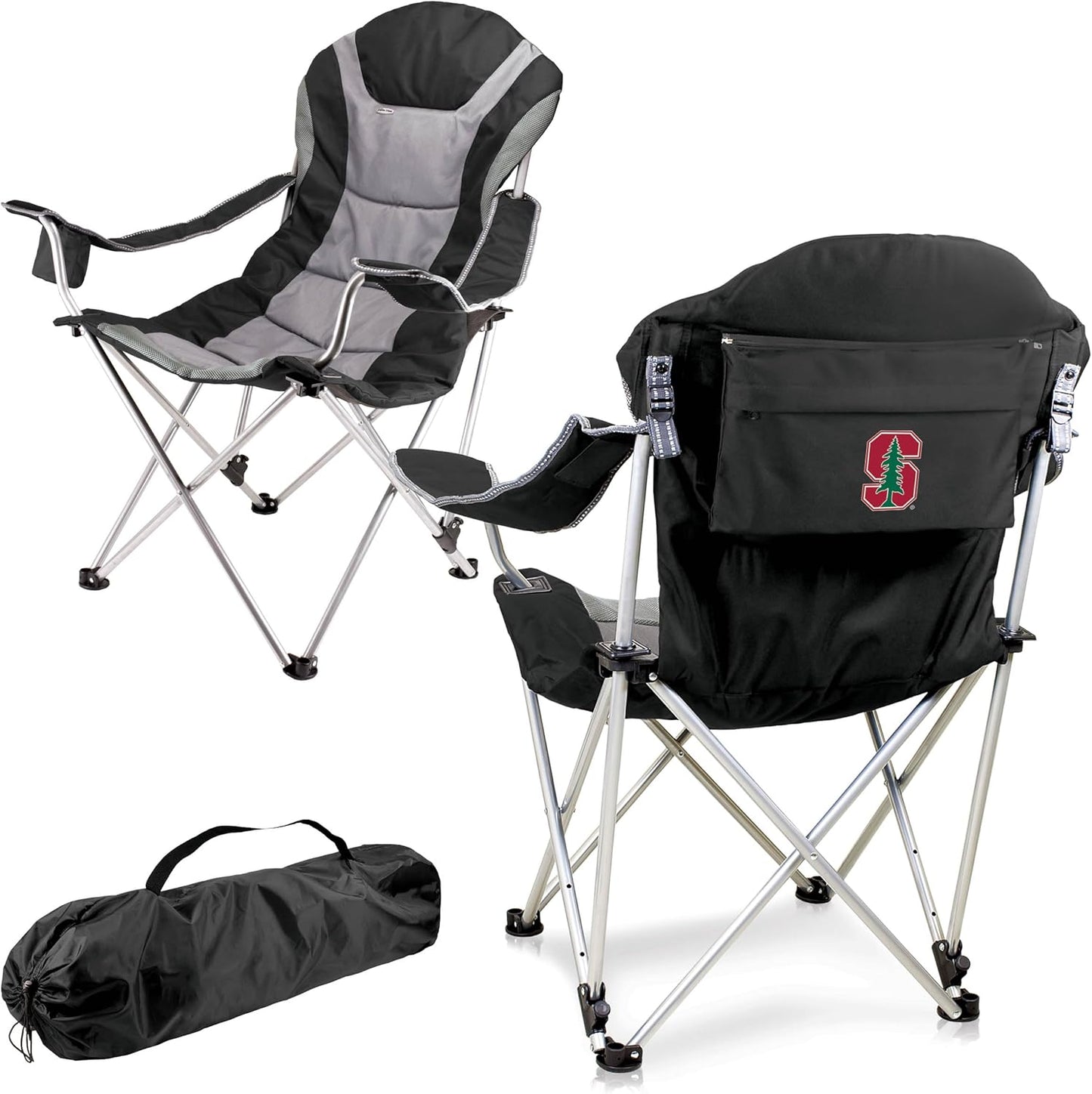 PICNIC TIME NCAA Arkansas Razorbacks Reclining Camp Chair - Beach Chair for Adults - Sports Chair with Carry Bag