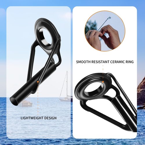 Aventik Fishing Rod Tip Repair Kit Complete with Rod Building Supplies, Glue, Wrapping Thread, Tips Top Eyelet Replacements for Fishing Pole Repair Kit(10pcs-Tip Repair Kit)