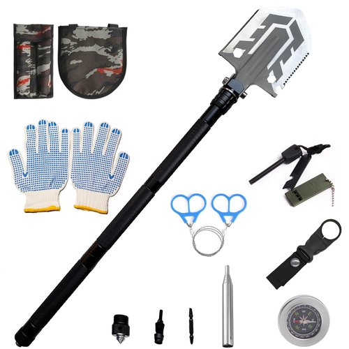 Backpacking Trowel Folding Survival Shovel, 180 Degree Tactical Multifunctional Camping Shovel - Unbreakable Military Shovel for Backpacking, Hiking, Hunting, Car Emergency (Black2)