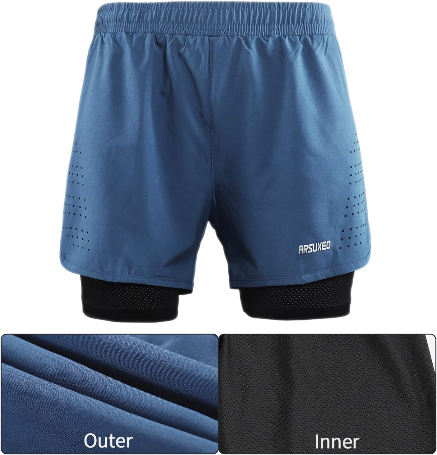 ARSUXEO Men's Active Training Running Shorts 2 in 1