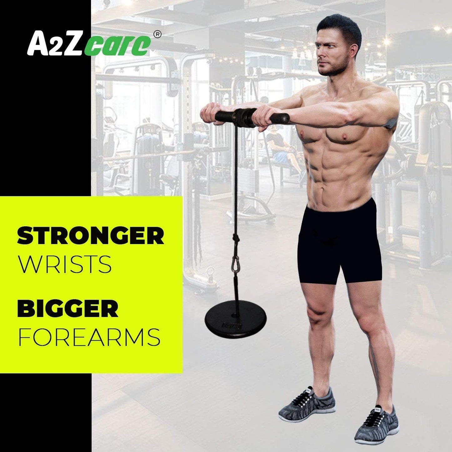 A2ZCARE Wrist and Forearm Blaster – Wrist Roller and Forearm Roller - Perfect for Strength Training and Workout – Fit 1-inch Standard Weight Plates