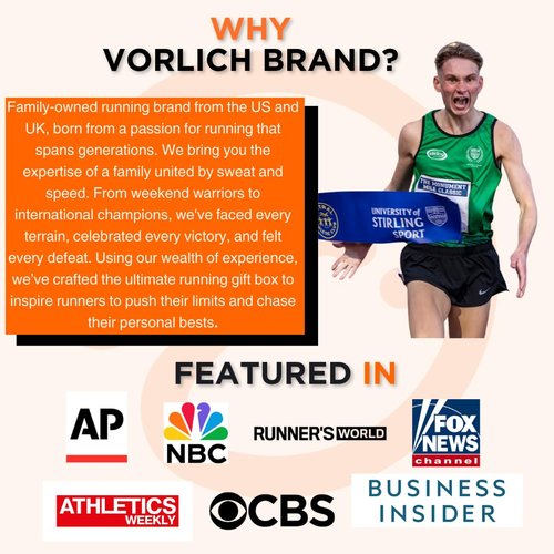 Vorlich® Running Gift Box, 13 Essential Items for Runners, Includes Run App, 8-Week Run Plan, Running Belt, LED Headtorch, Water Bottle & More
