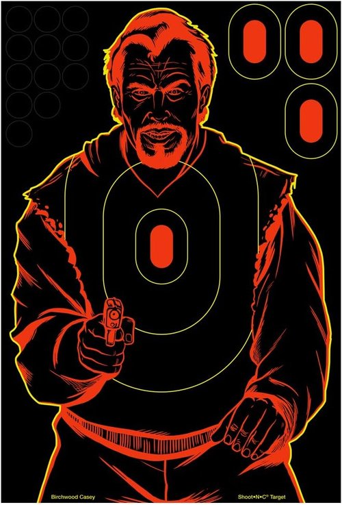 BIRCHWOOD CASEY Shoot-N-C 12" X 18" Bad Guy Silhouette Target - Highly Visible Instant Feedback Reactive Self-Adhesive Shooting Targets