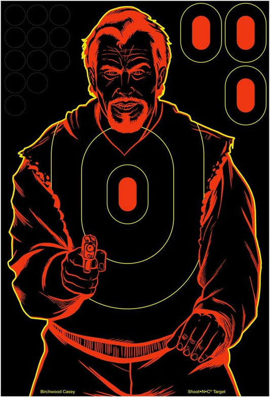 12x18 Bad Guy Silhouette Shooting Target - Self-Adhesive Reactive Design for Instant Feedback