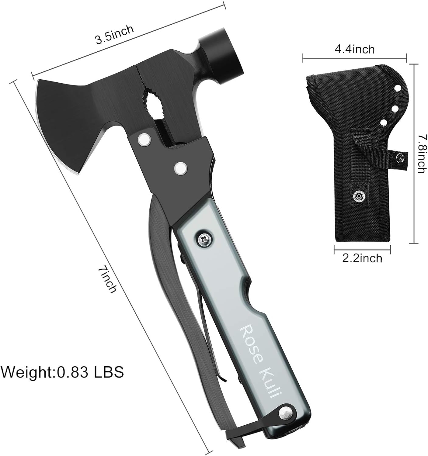Camping Gear Multitool, Cool & Unique Birthday Gifts for Men Dad Husband Boyfriend, 18-in-1 Survival Gear for Outdoor Hunting Hiking, Emergency Escape Tool with Axe,Hammer,Plier,Knife,Bottle Opener