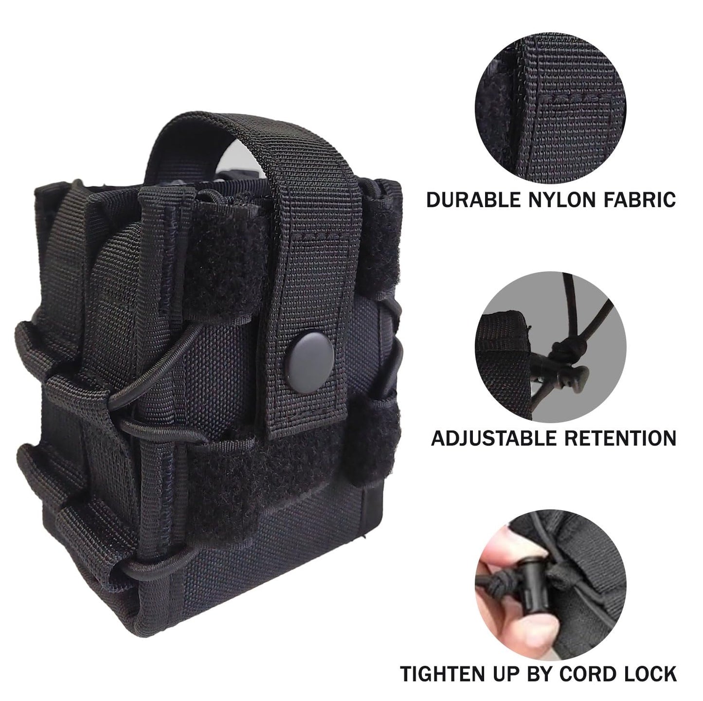 G-Wrap Double Handcuff Pouch – Tactical Nylon 1680D Reinforced Case with Metal Snap & Velcro Closure – MOLLE & Duty Belt Compatible – Professional Gear for Police, Security & Tactical Use