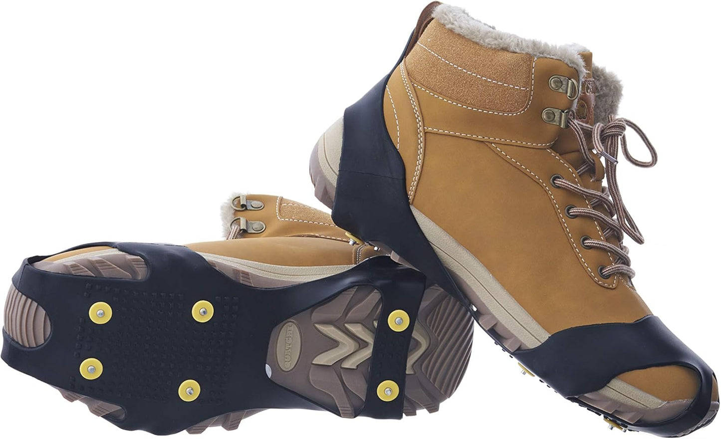 Snow Ice Cleats Snow Grips Shoe and Boot Cleats Easy Slip-On Grip Rubber, 6 Anti-Slip Studs Protection, Hike or Walk Traction Cleat Rubber Spikes, Ice Snow Mud Teeth Cleats. by Superio…