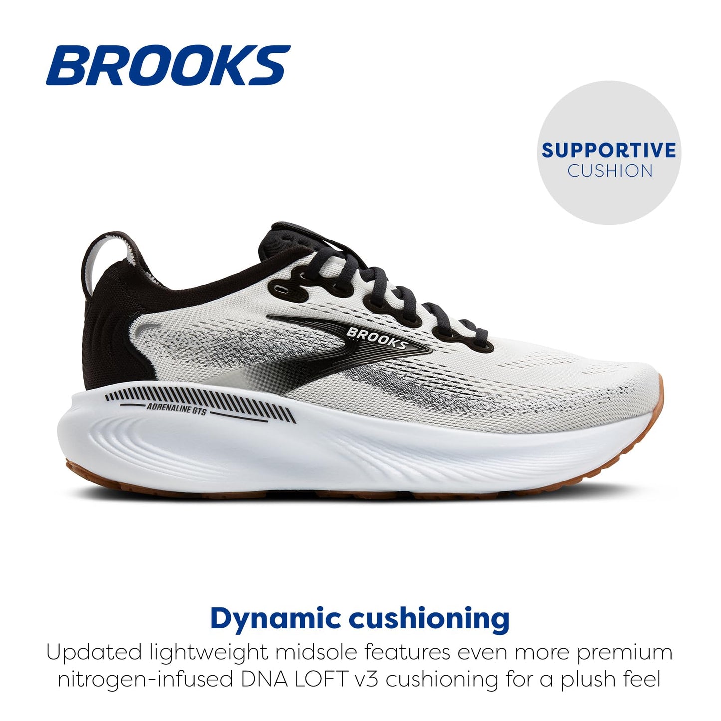 Brooks Women’s Adrenaline GTS 25 Supportive Running & Walking Shoe - White/Black/White - 10 Medium