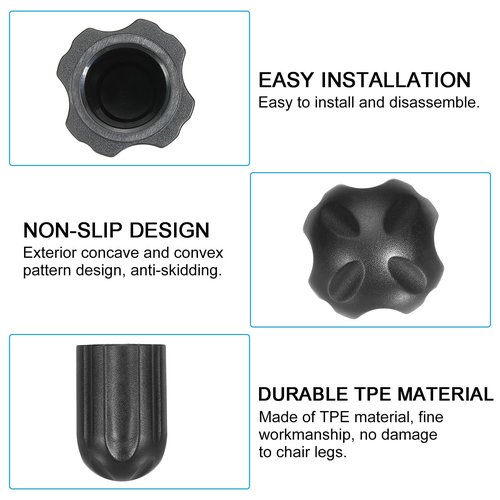 PATIKIL 0.51 Inch Chair Feet Replacement, 4 Pack Non-Slip Plastic Outdoor Camping Chair Leg Tips Cap Folding Chair Legs Floor Protectors Fit for 0.51" Chair Feet, Black