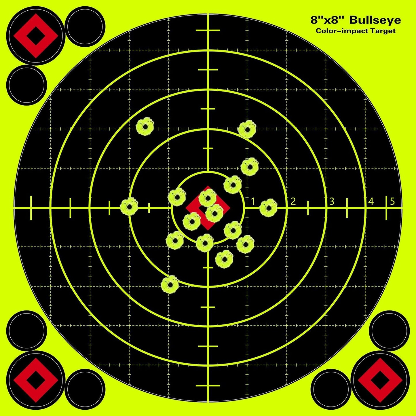 8x8 Inch Splatter Paper Targets - High Visibility with Bright Yellow Splatter Effect Shooting Targets Stickers with Repair Pasters for Outdoor Indoor Shooting Practice(50Pack)