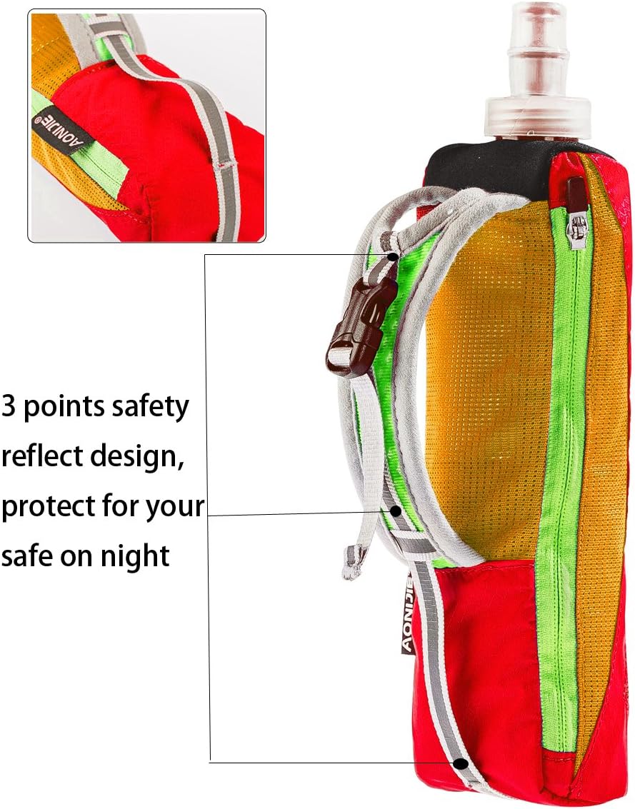 Geila Handheld Water Bottle for Running, 17 oz Grip Handheld Bottle with Hand Strap Hydration Pack, Sport Soft Flask