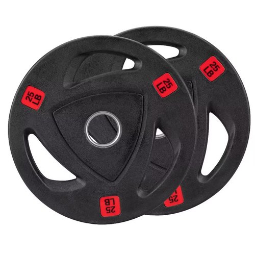 Weight Plates 2-Inch Rubber Coated Olympic Cast Iron Grip Plates Bumper Plates in Pairs or Single for Strength Training, Weightlifting and Bodybuilding