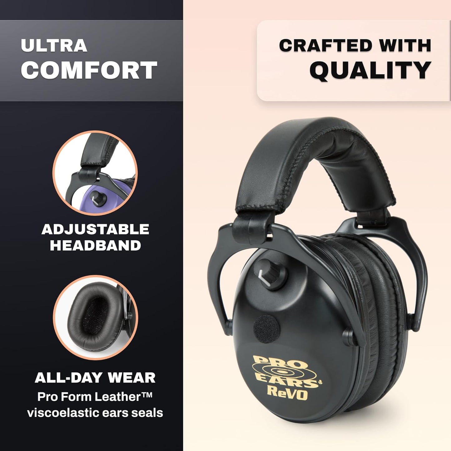Pro Ears ReVO Electronic Earmuffs, Child-Sized Hearing Protection Muff, NRR 25, Dual Circuit Board, Exclusive DLSC Technology
