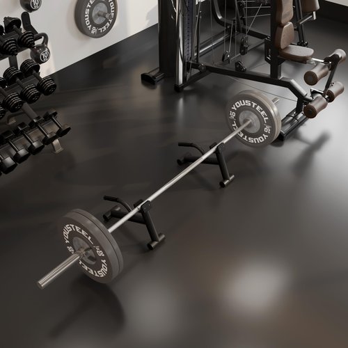 Tamisom Deadlift Jack Barbell Stand Upload 600lbs Deadlift Barbell Jack Bar Non-Slip Rubber Handle Suitable for Loading Unloading Weight Plates for Deadlift Exercise Weight Training (2)