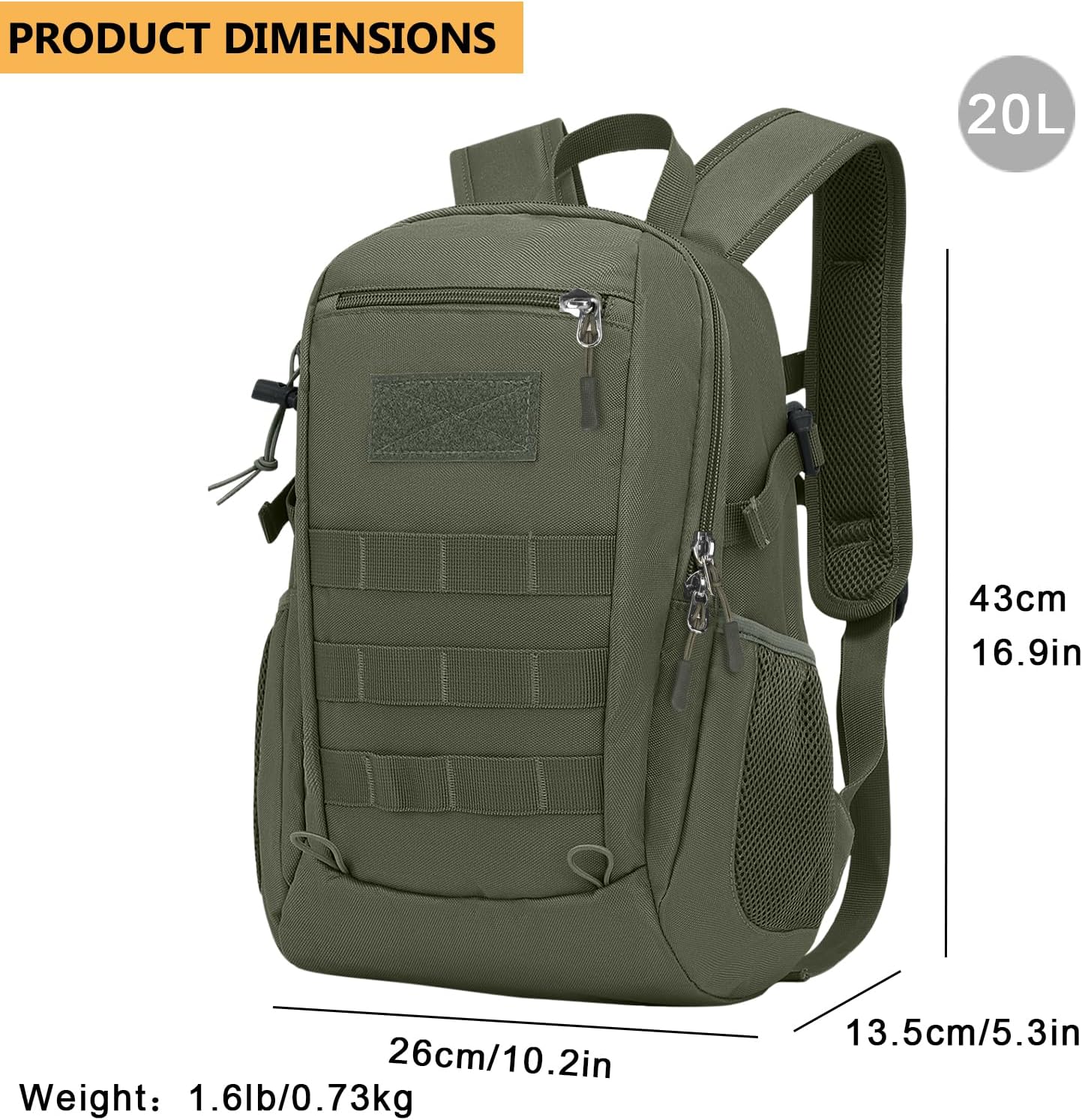 ArcEnCiel 10L/20L Mini X-Small Tactical Backpack MOLLE Daypack Gear Pack Camping Bag with Patch