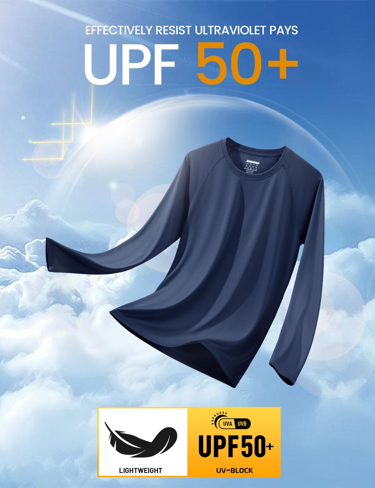 MAGCOMSEN Athletic T-Shirt Men Long Sleeve Rash Guard for Men Hiking Shirt Climbing Shirt Mens Outdoor Shirts UV Shirts for Men Navy