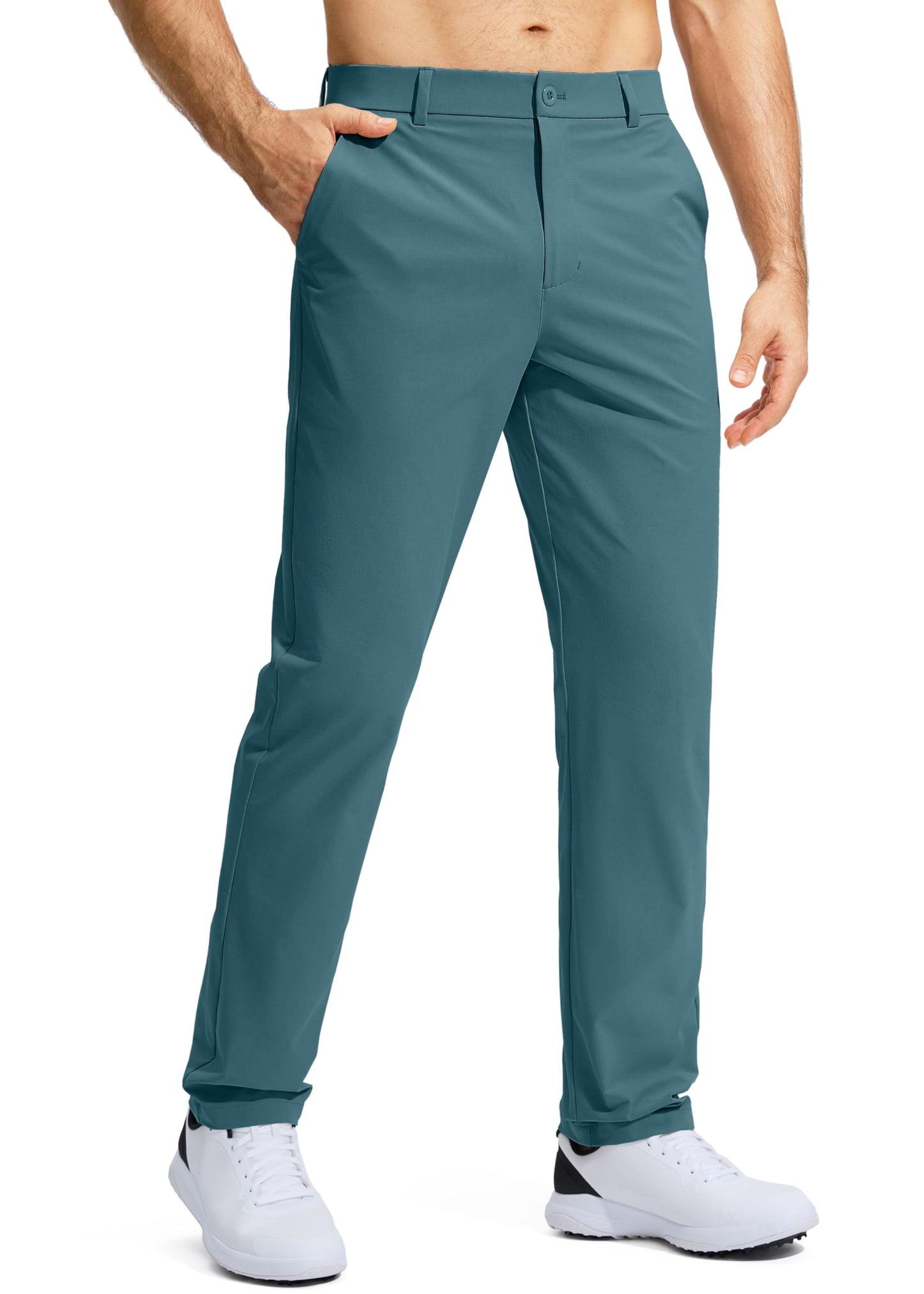 Pudolla Men's Golf Pants Stretch Work Pants for Men Dress Comfy Pants 34 Lightweight Quick Dry Casual Trousers(Vivid Blue 30Wx34L)