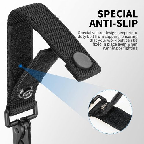 Ullnosoo Heavy Duty Belt Keeper Keychain Belt Clip, 2 Pack Key Ring Holder for Duty Belt, Nylon Molle Strap with Metal Snap for Up to 2¼" Wide Belt