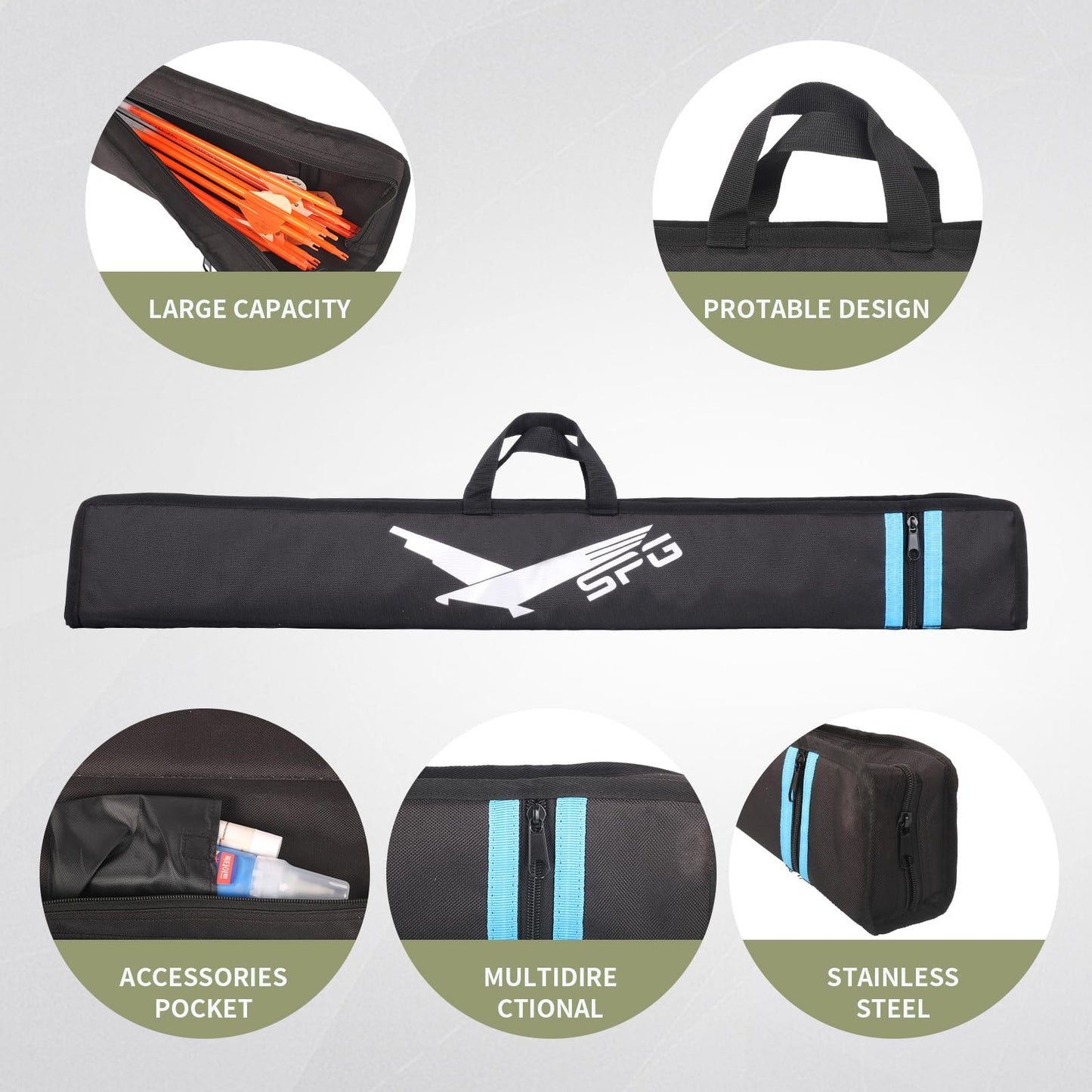 FENJANER Archery Arrow Case - 33"" Portable Soft Compact Arrow Box, Durable Lightweight Arrow Storage Quiver, Outdoor Hunting & Target Shooting Bag, Black