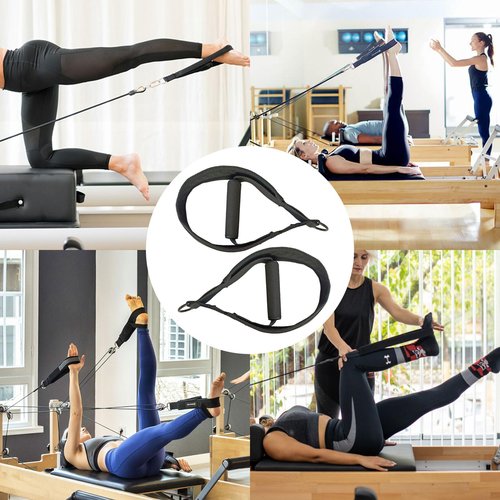 GVRGO Pilates Straps for Reformer with Fitness Handles 2PCS, Pilate Reformer Replacement Parts, Yoga Exercise Strap Pilate Accessories for Home Gym Workout Control Track Pilates Straps Beachbody