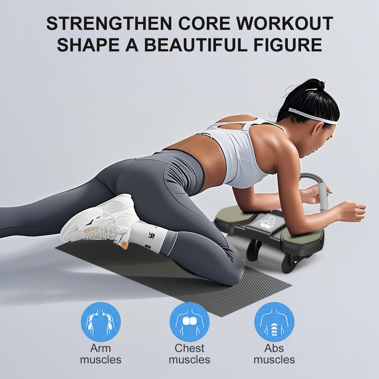 Auto-Rebound Ab Roller With Multifunctional Fitness Board,Core Strength Training, Push-Up Plank Stand, Ab Workout Equipment