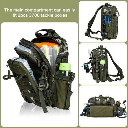 BLISSWILL Outdoor Tackle Bag - Large Water-Resistant Fishing Backpack