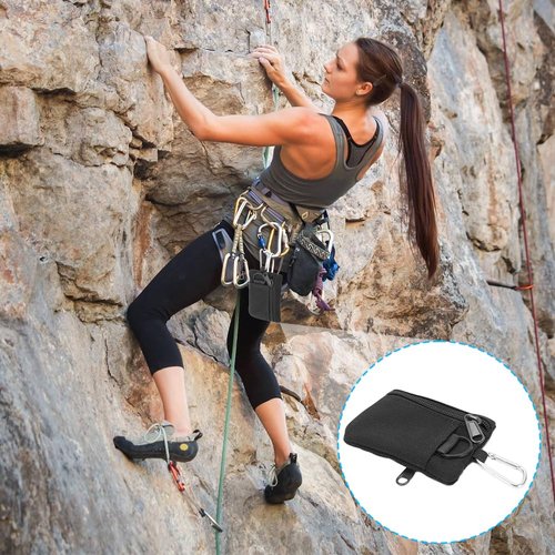 Lwuey EDC Pocket Pouch, Mini Molle Pouch Wallet Tactical Keychain Pouches Multi Function Carabiner Gadget Utility Organizer Key Card Case Zipper Portable Military Outdoor Bag Tactics Waist(Black)