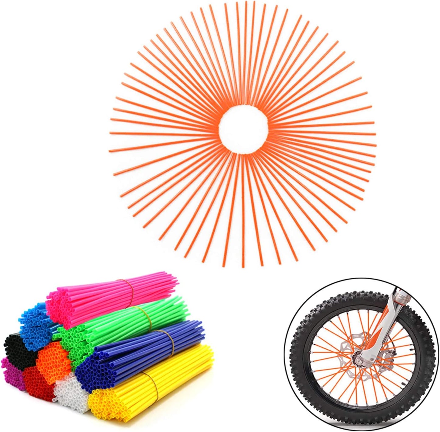 72Pcs Universal Spoke Skins Covers，Wheel Spoke Wraps Skins Pipe Trim Decoration Protector For Motorcycle Dirt Bike Yamaha Honda BMW Suzuki Kawasaki(Pink)