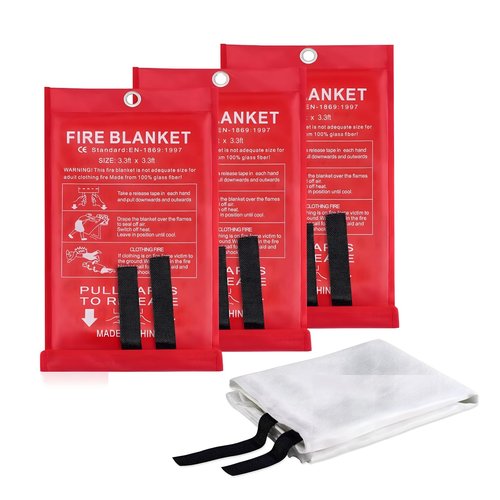 RZZLGY Emergency Fire Blanket HomeKitchen, Suitable for Emergency Fire Retardant, Protect Life Safety, 3 Packs Cover More Comprehensive, Kitchen, Car, Office, Warehous.