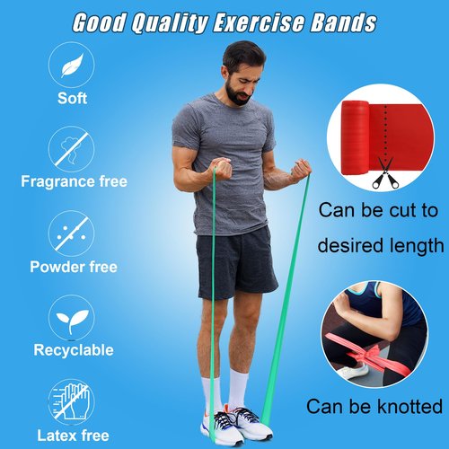 Resistance Bands Bulk Rolls for Working Out Women and Men, 8 Yard Physical Therapy Bands, Elastic and Exercise Bands for Rehab, Yoga, Pilates, Gym, Home Exercise