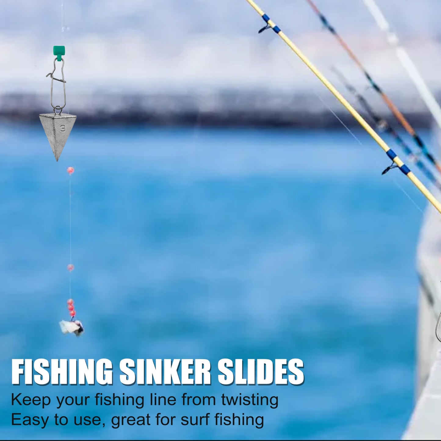 Fishing Line Sinker Slides, 70pcs Heavy Duty Sinker Slider with Stainless Steel Duo-Lock Snap Swivel Weights Connector for Catfishing Rig Tackle