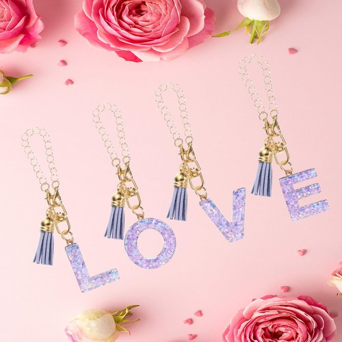 PATIKIL Letter Charm Accessories for Stanley Tumbler Cup, Letter O Keychain Handle Charm Cute Initial Letter with Tassel for Women Tumbler Cup Handle, Purple