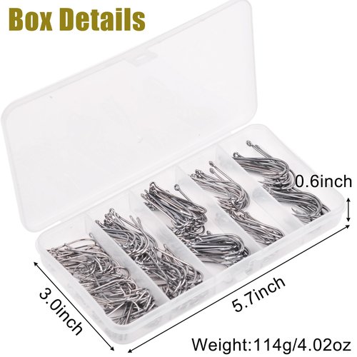 Baitholder Fishing Hooks Kits High Carbon Steel Saltwater Barbed Offset Jig Hook Long Shank Beak Bait Holder Live Bait Hooks Mix Sizes 200PCS