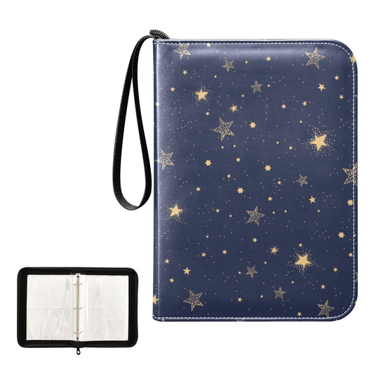 4 Pockets Trading Card Album Holder Book Folder Sports Card Binder Space Galaxy Star 400 Double Side Pockets for 3 Ring Binder Zipper