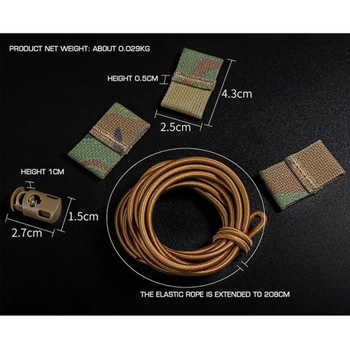 Tactical Flag Bungee Elastic Fastener Strap Shock Cord Retention Molle Webbing Loop Cord Lock Secure Plate Carrier Attachment