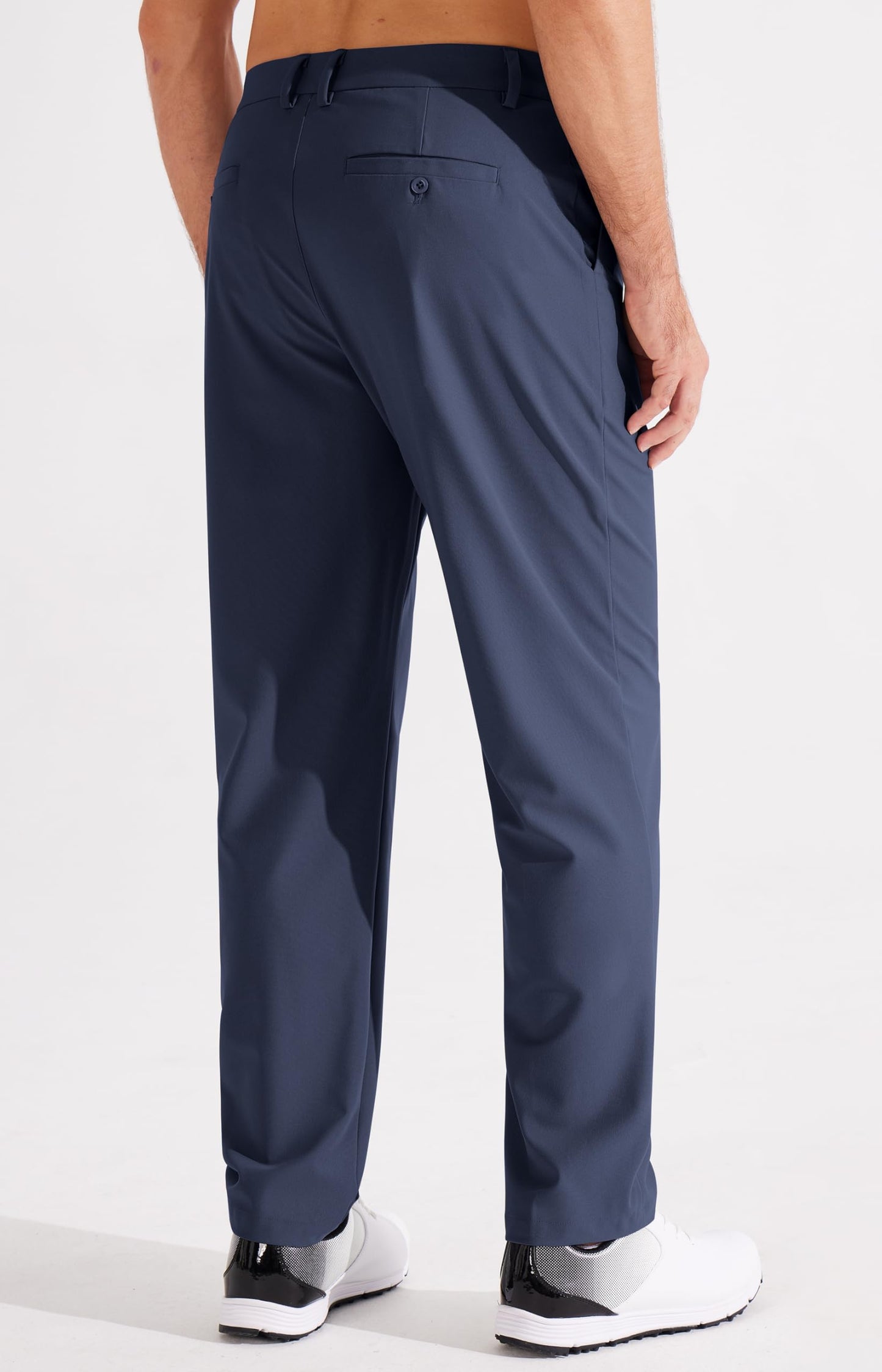 Libin Mens Golf Pants Stretch Work Dress Pants 33" Quick Dry Lightweight Business Casual Pants for Men Comfy Trousers, Indigo Blue, 34W x 33L
