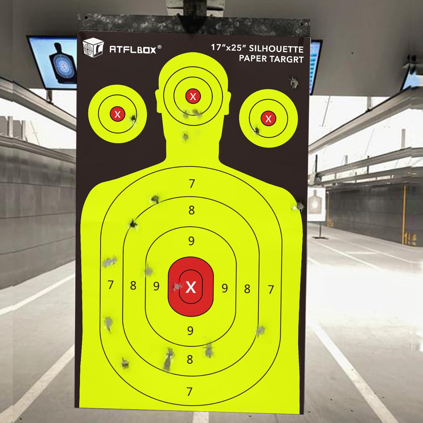 Atflbox Silhouette Paper Target for The Range, 17X25 Inch High Visibility Target Paper for Indoor and Outdoor Shooting Practice, Suitable for Handgun, Pistol, Rifle, Airgun, Pellet BB Gun (50 Pack)