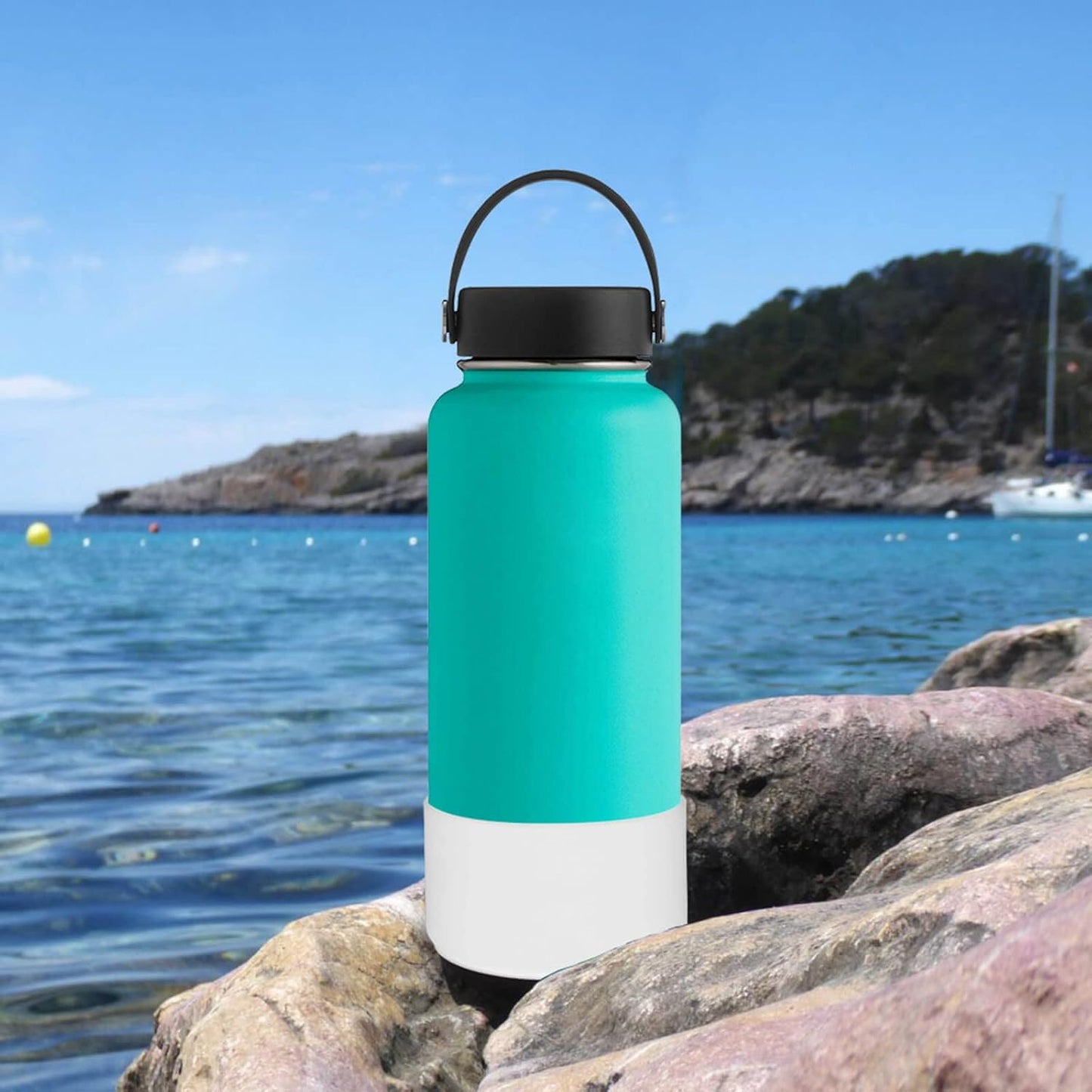 Flaskars Protective Silicone Boot for 12oz - 40 oz Hydroflask Water Bottles Anti-Slip Bottom Stanley Sleeve Cover Bumper (Black, Fits Hydroflask 32 and 40 OZ)