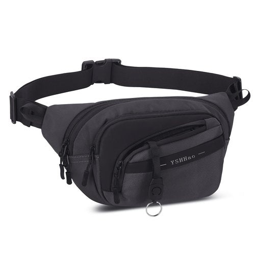 YSHHao Fanny Pack for Women Men Crossbody Bag with Large Capacity Waterproof Bum Bag with Key Holder Belt Bag with Adjustable Strap Waist Pack for Running Travel Hiking Cycling (Grey)