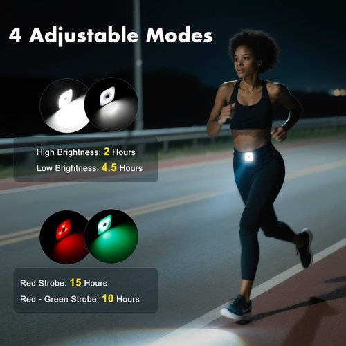 redaica 2 Pack Running Lights for Runners - Rechargeable Clip on Flashlight,Dog Mini Flashlights for Night Walking,4 Modes LED Running Light,Safety Light Hiking Camping Gear for Jogging,Fishing,Biking