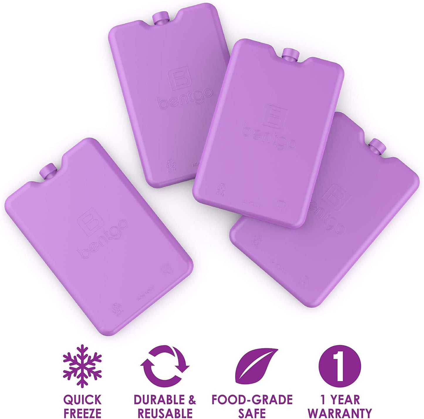 Bentgo Ice Lunch Chillers - Ultra-Thin Ice Packs Perfect for Everyday Use in Lunch Bags, Lunch Boxes and Coolers - 4 Pack (Blue)