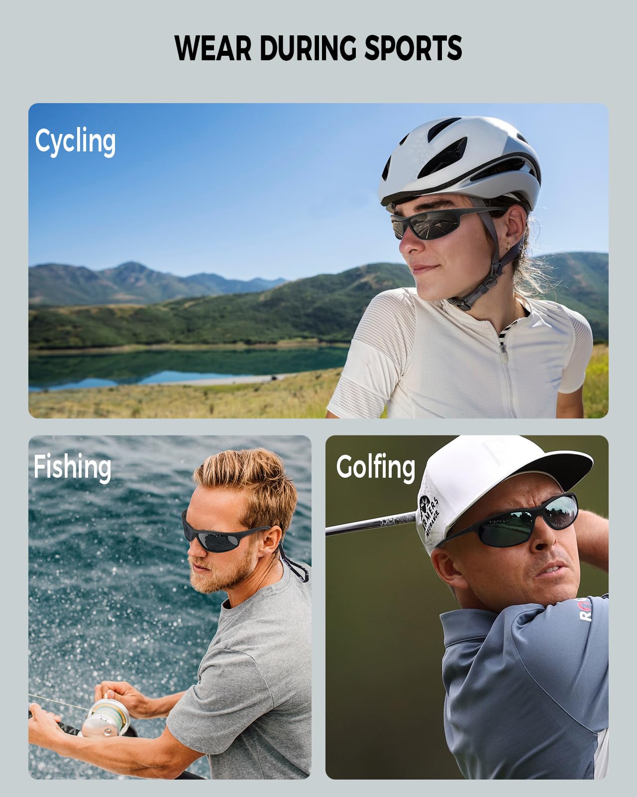 FIMOSON 2pcs Sports Sunglasses Men Polarized Sunglasses for Men and Women, Retro Sun Glasses Driving Fishing UV400 Protection